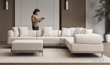 Medusa Home Mobilya - Loren Krem Köşe Takımı