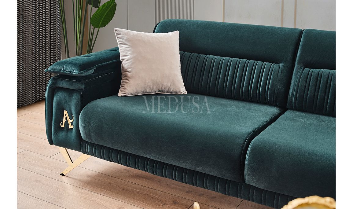 Medusa Home Mobilya - Lorena Üçlü Koltuk Yeşil