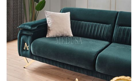 Medusa Home Mobilya - Lorena Üçlü Koltuk Yeşil