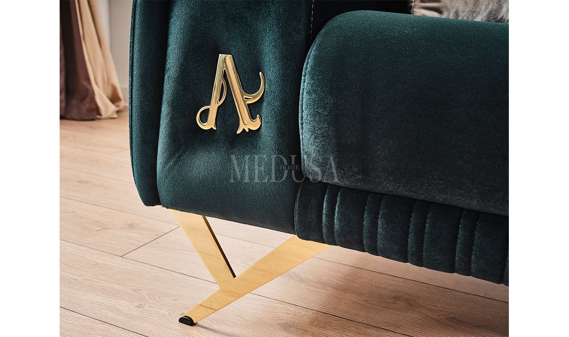 Medusa Home Mobilya - Lorena Üçlü Koltuk Yeşil