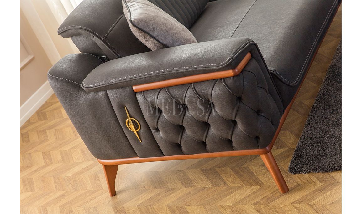 Medusa Home Mobilya - Lorenza Üçlü Koltuk Antrasit