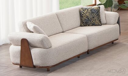 Medusa Home Mobilya - Lua Krem Üçlü Koltuk