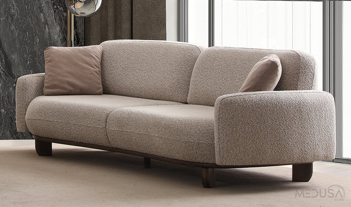 Medusa Home Mobilya - Lucca Dark Krem Üçlü Koltuk