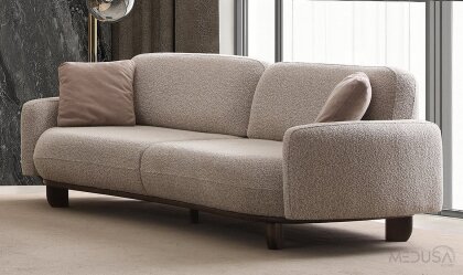 Medusa Home Mobilya - Lucca Dark Krem Üçlü Koltuk