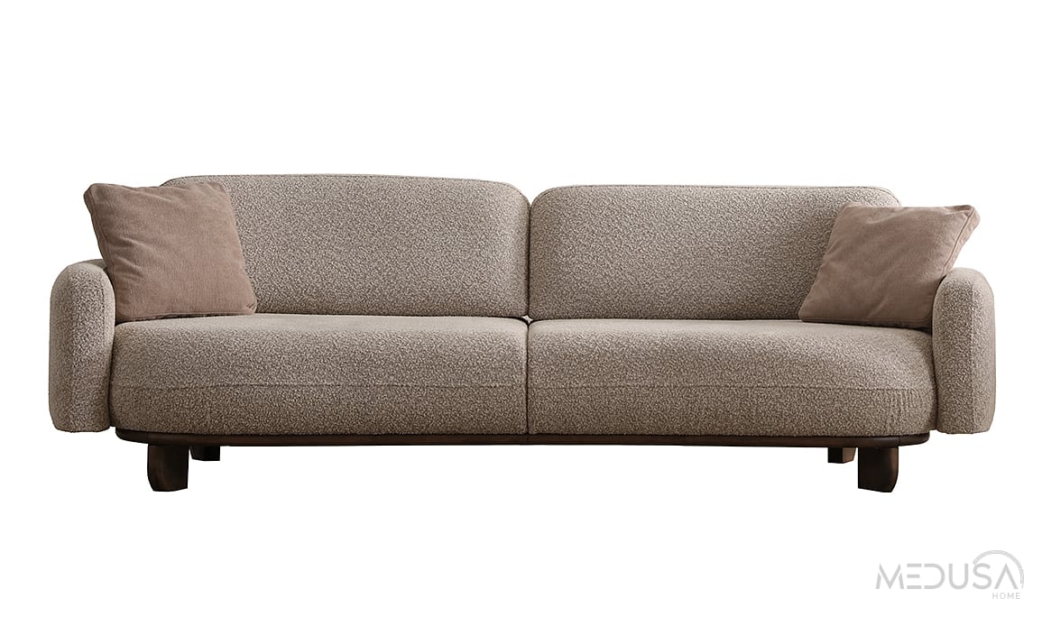Medusa Home Mobilya - Lucca Dark Krem Üçlü Koltuk