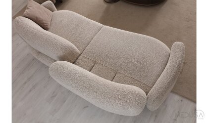 Medusa Home Mobilya - Lucca Dark Krem Üçlü Koltuk