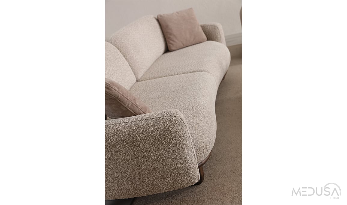 Medusa Home Mobilya - Lucca Dark Krem Üçlü Koltuk