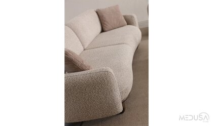Medusa Home Mobilya - Lucca Dark Krem Üçlü Koltuk