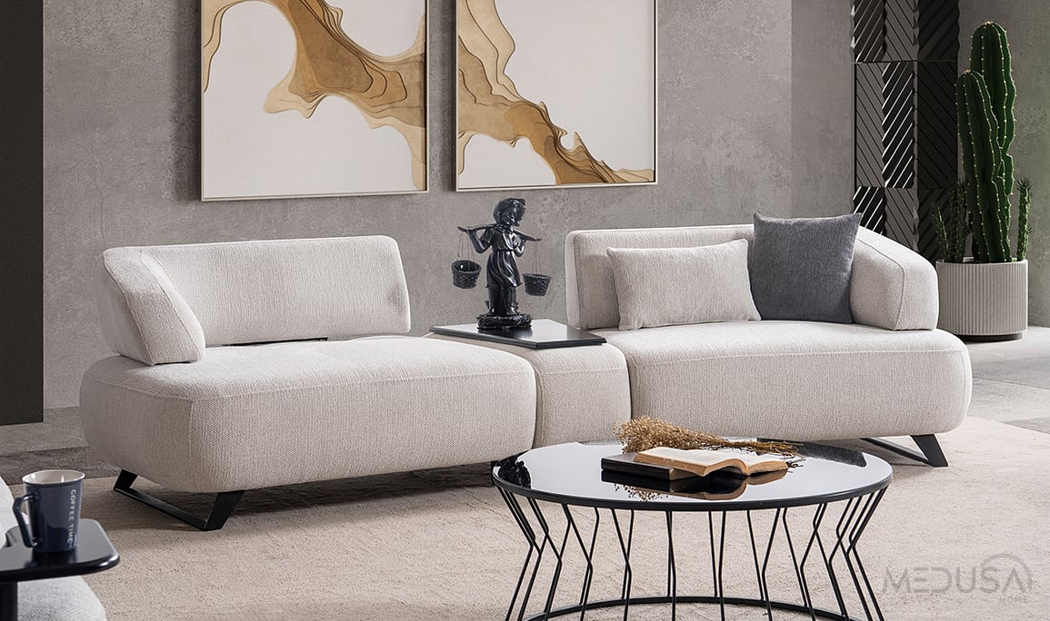 Medusa Home Mobilya - Luis Sehpalı Üçlü Koltuk