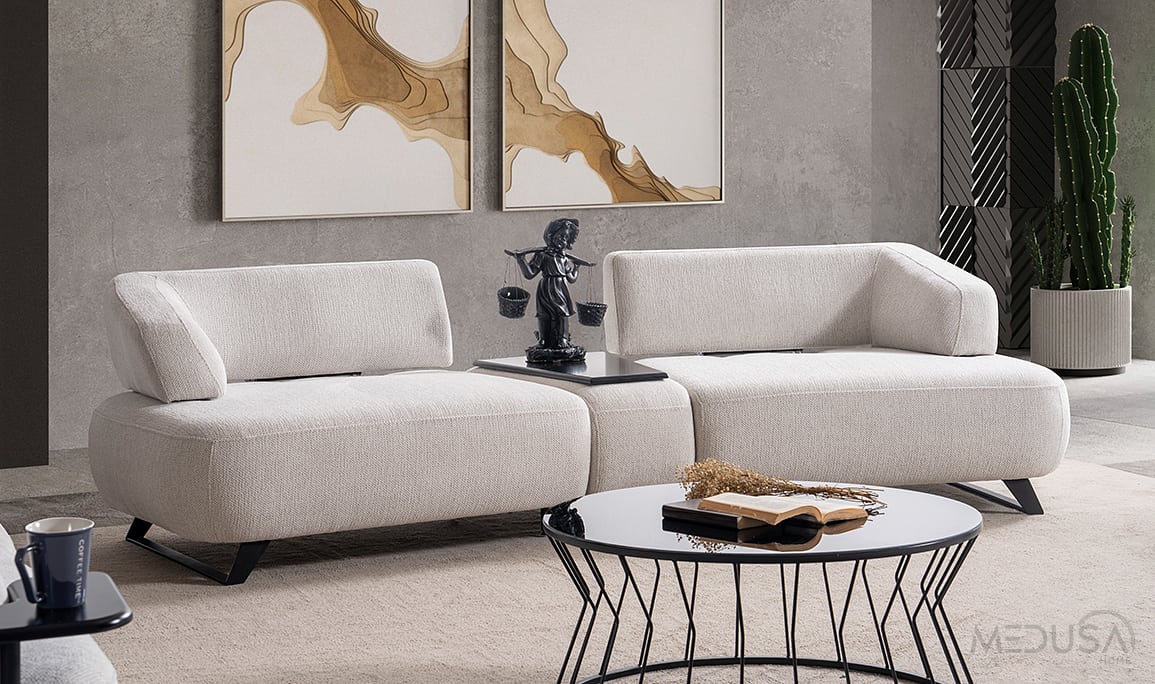 Medusa Home Mobilya - Luis Sehpalı Üçlü Koltuk