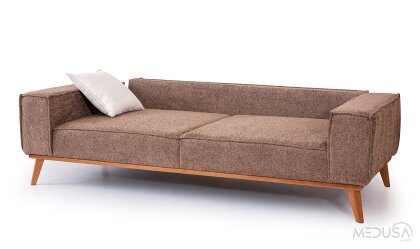 Medusa Home Mobilya - Luke Kahverengi Üçlü Koltuk