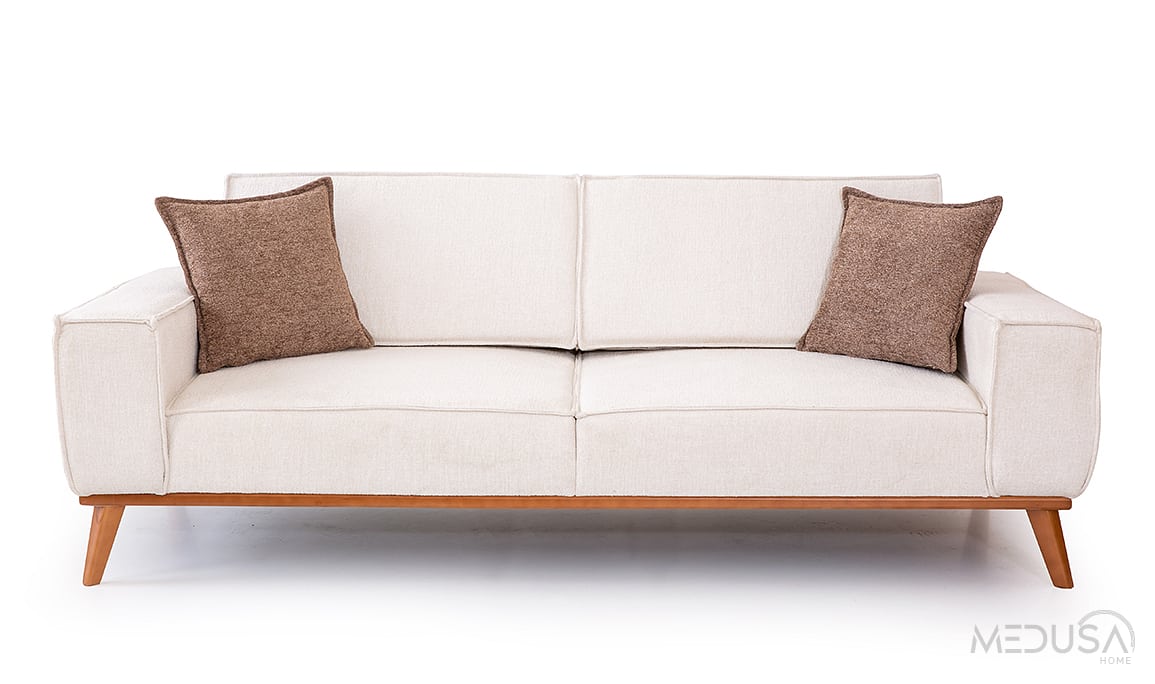 Medusa Home Mobilya - Luke Krem Üçlü Koltuk