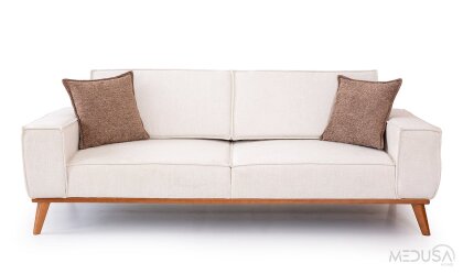 Medusa Home Mobilya - Luke Krem Üçlü Koltuk