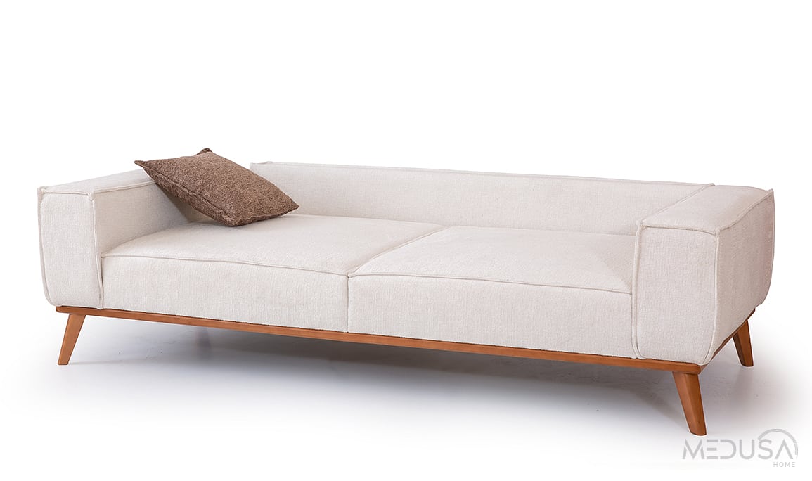 Medusa Home Mobilya - Luke Krem Üçlü Koltuk