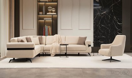 Medusa Home Mobilya - Luna Beyaz Köşe Takımı