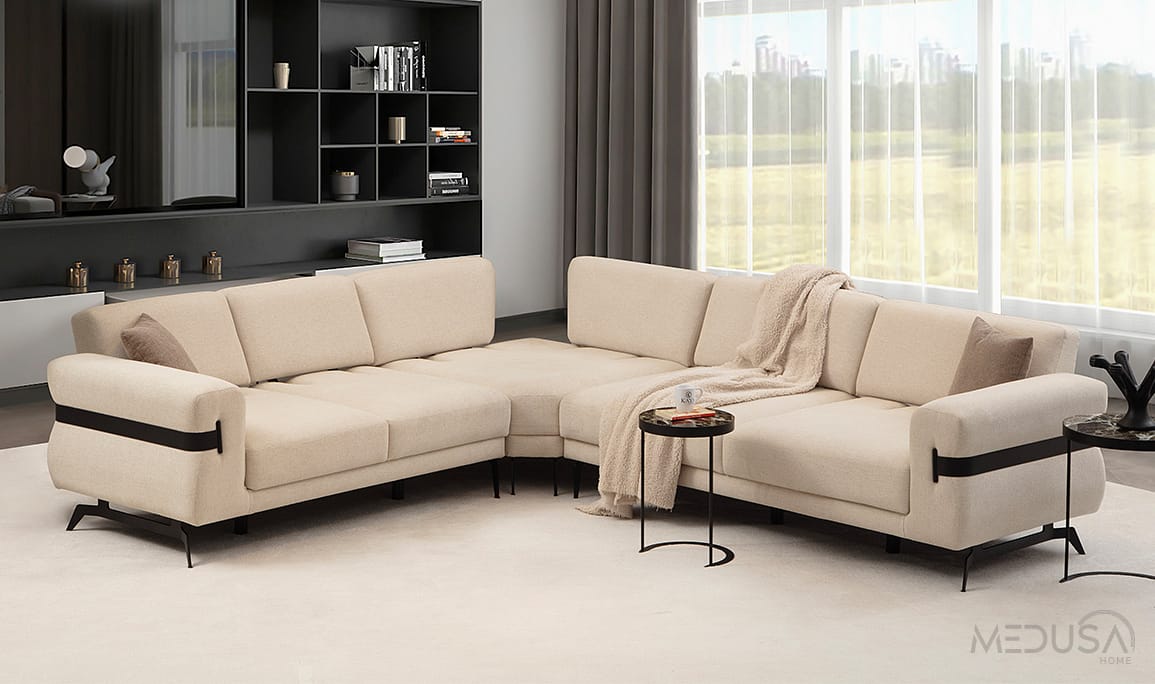 Medusa Home Mobilya - Luna Beyaz Köşe Takımı