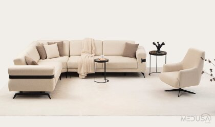 Medusa Home Mobilya - Luna Beyaz Köşe Takımı