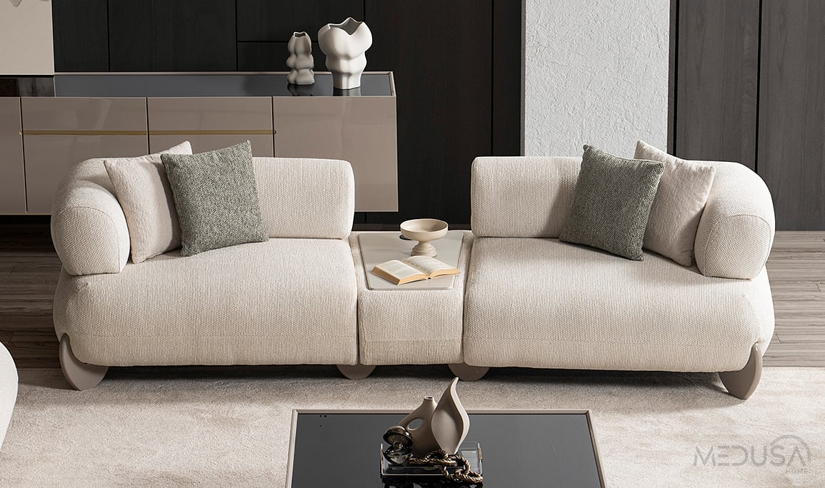 Medusa Home Mobilya - Lunesia Sehpalı Üçlü Koltuk