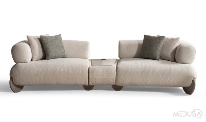 Medusa Home Mobilya - Lunesia Sehpalı Üçlü Koltuk