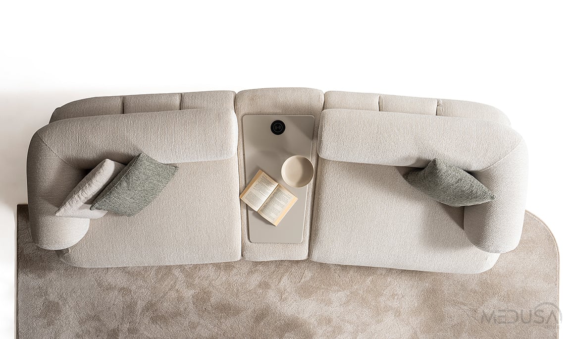 Medusa Home Mobilya - Lunesia Sehpalı Üçlü Koltuk
