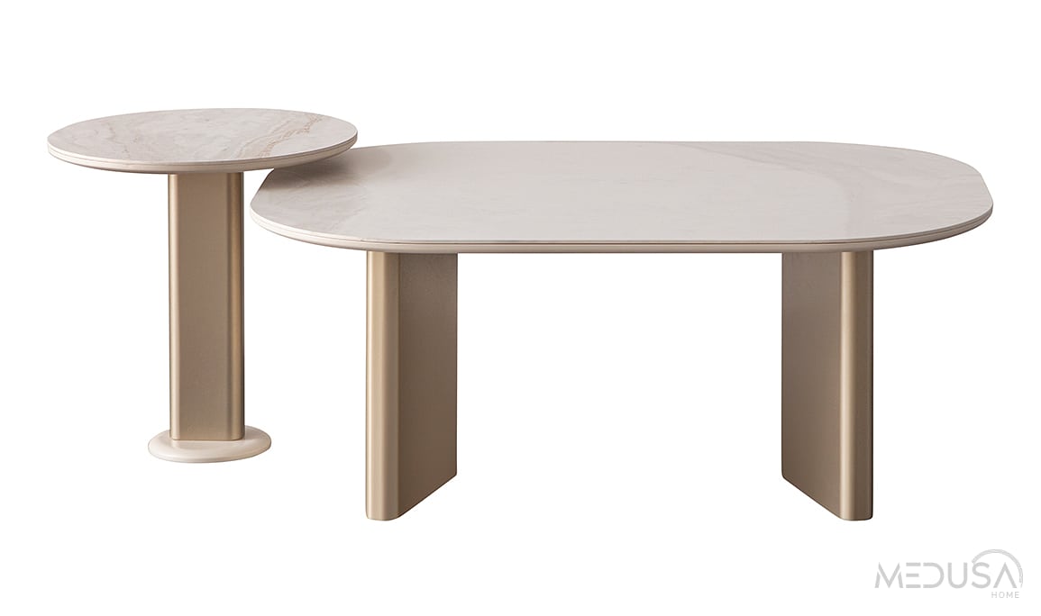Medusa Home Mobilya - Lusso Mermer Yan Sehpa