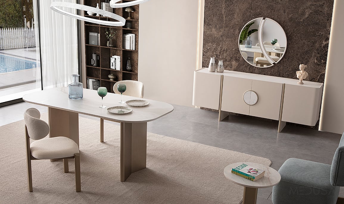 Medusa Home Mobilya - Lusso Mermer Yemek Odası