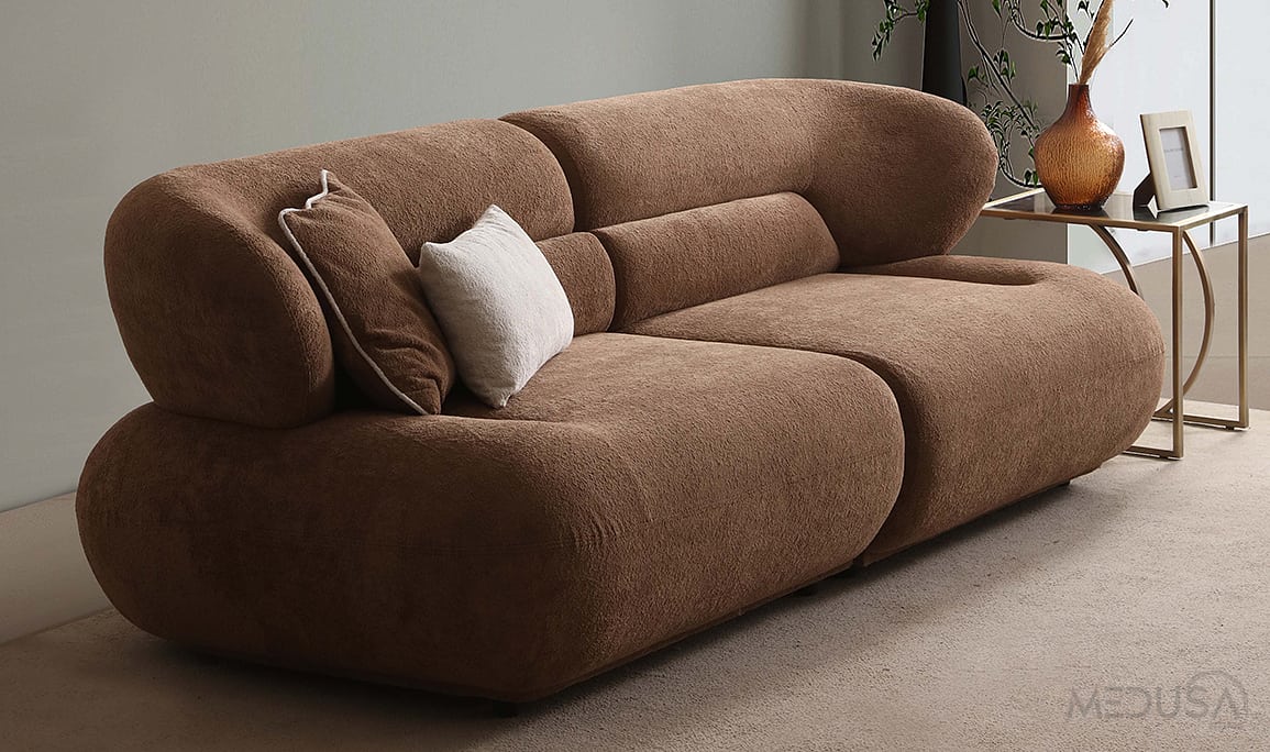 Medusa Home Mobilya - Luxair Kahve Üçlü Koltuk