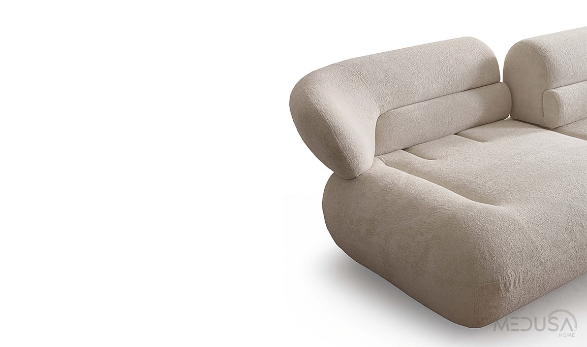 Medusa Home Mobilya - Luxair Krem Üçlü Koltuk