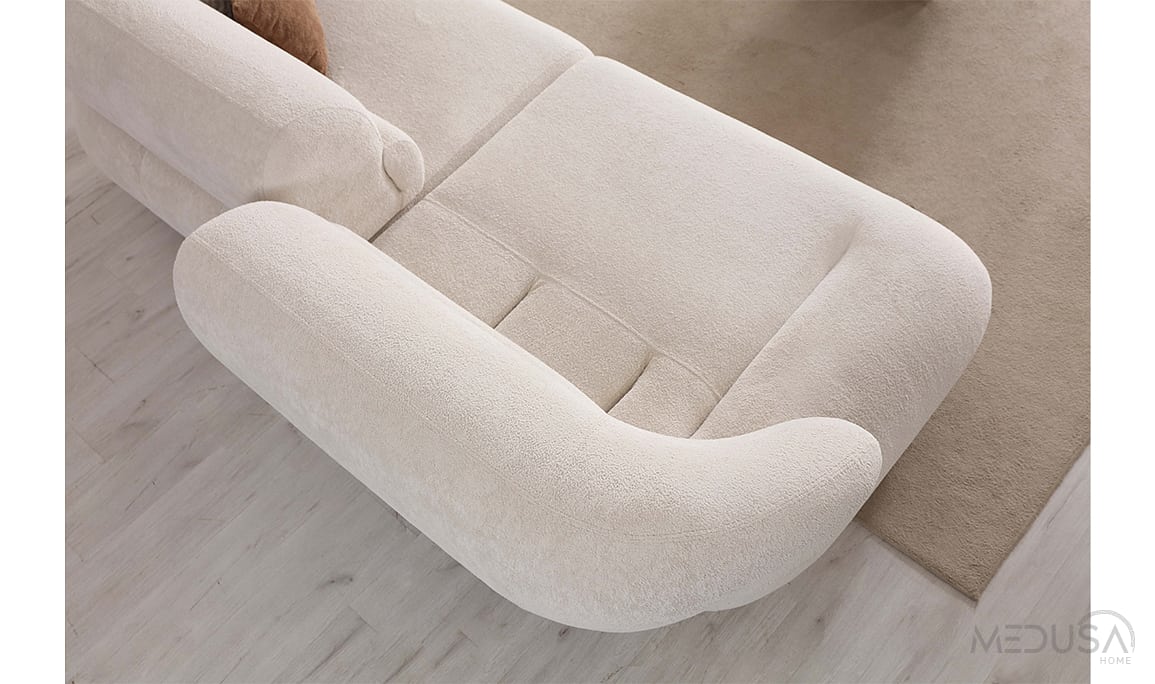 Medusa Home Mobilya - Luxair Krem Üçlü Koltuk