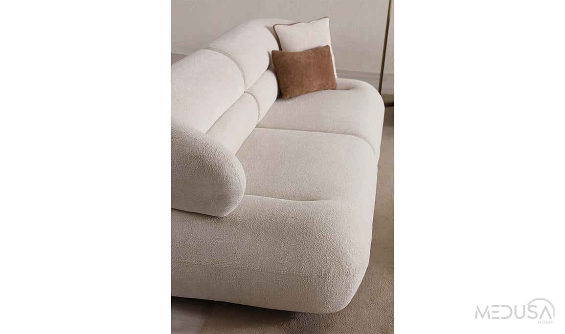 Medusa Home Mobilya - Luxair Krem Üçlü Koltuk