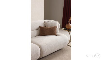 Medusa Home Mobilya - Luxair Krem Üçlü Koltuk