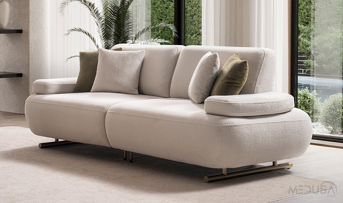 Medusa Home Mobilya - Lycon Beyaz Üçlü Koltuk Medusa Home Mobilya - Lycon Beyaz Üçlü Koltuk