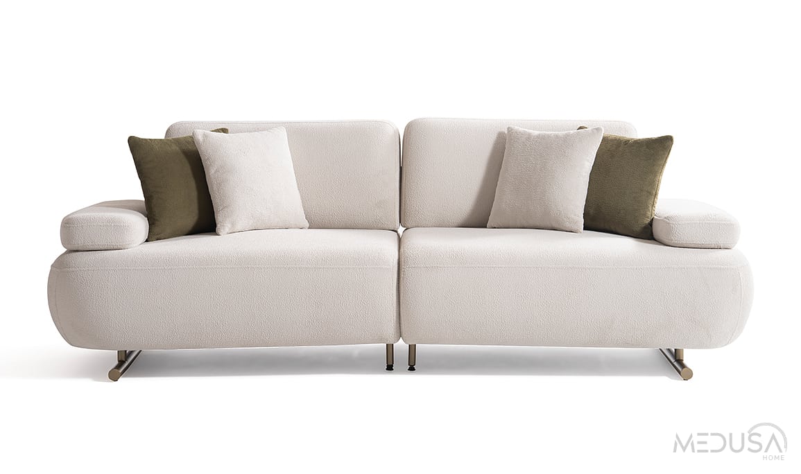 Medusa Home Mobilya - Lycon Beyaz Üçlü Koltuk