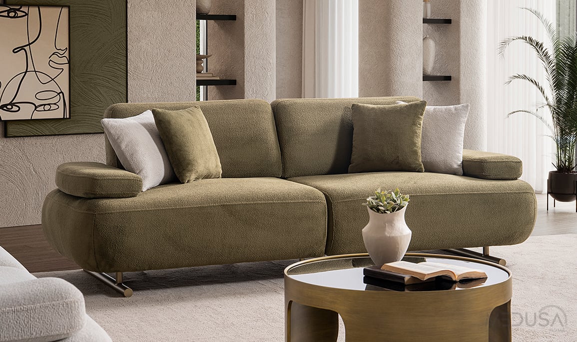 Medusa Home Mobilya - Lycon Yeşil Üçlü Koltuk