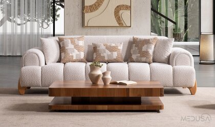 Medusa Home - Madrico Beyaz Üçlü Koltuk Medusa Home - Madrico Beyaz Üçlü Koltuk