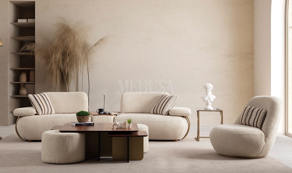 Medusa Home Mobilya - Madrid Sehpalı Üçlü Koltuk