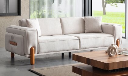 Medusa Home Mobilya - Major Krem Üçlü Koltuk