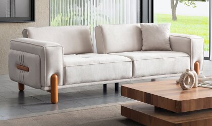 Medusa Home Mobilya - Major Krem Üçlü Koltuk