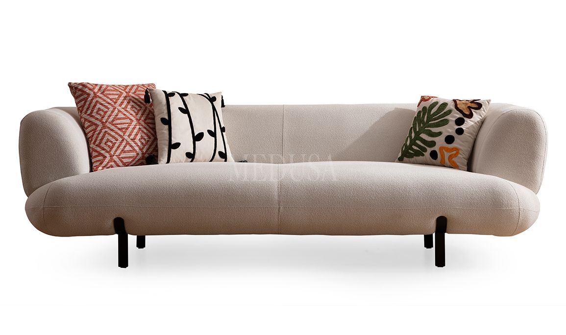 Medusa Home Mobilya - Manetti Ekru Üçlü Koltuk