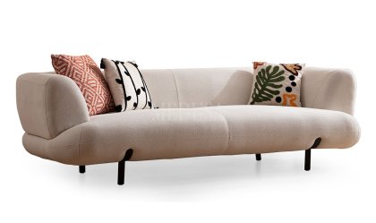 Medusa Home Mobilya - Manetti Ekru Üçlü Koltuk