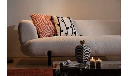Medusa Home Mobilya - Manetti Ekru Üçlü Koltuk