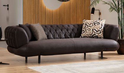 Medusa Home - Manetti Kahve Kapitoneli Üçlü Koltuk Medusa Home - Manetti Kahve Kapitoneli Üçlü Koltuk