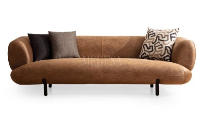 Medusa Home Mobilya - Manetti Kahve Üçlü Koltuk