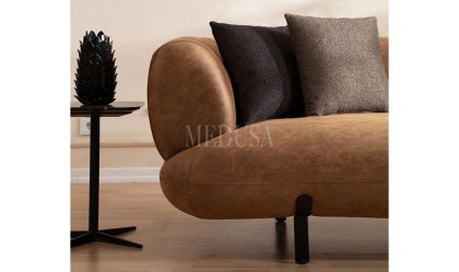 Medusa Home Mobilya - Manetti Kahve Üçlü Koltuk