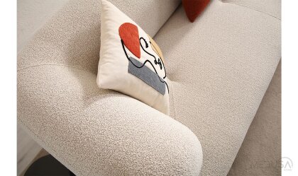 Medusa Home Mobilya - Manetti Yataklı Beyaz Üçlü Koltuk