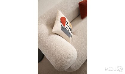 Medusa Home Mobilya - Manetti Yataklı Beyaz Üçlü Koltuk