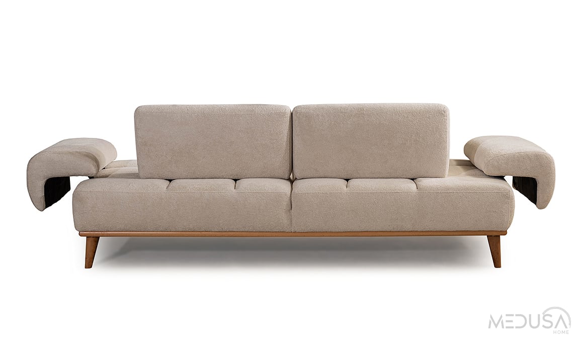Medusa Home Mobilya - Marchio Krem Üçlü Koltuk