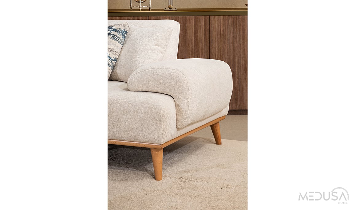 Medusa Home Mobilya - Marchio Krem Üçlü Koltuk