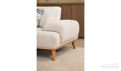 Medusa Home Mobilya - Marchio Krem Üçlü Koltuk