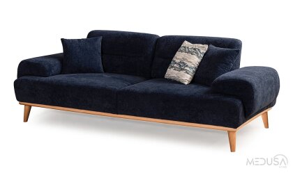 Medusa Home Mobilya - Marchio Mavi Üçlü Koltuk